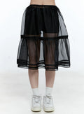 Sheer Layered Midi Skirt CG507