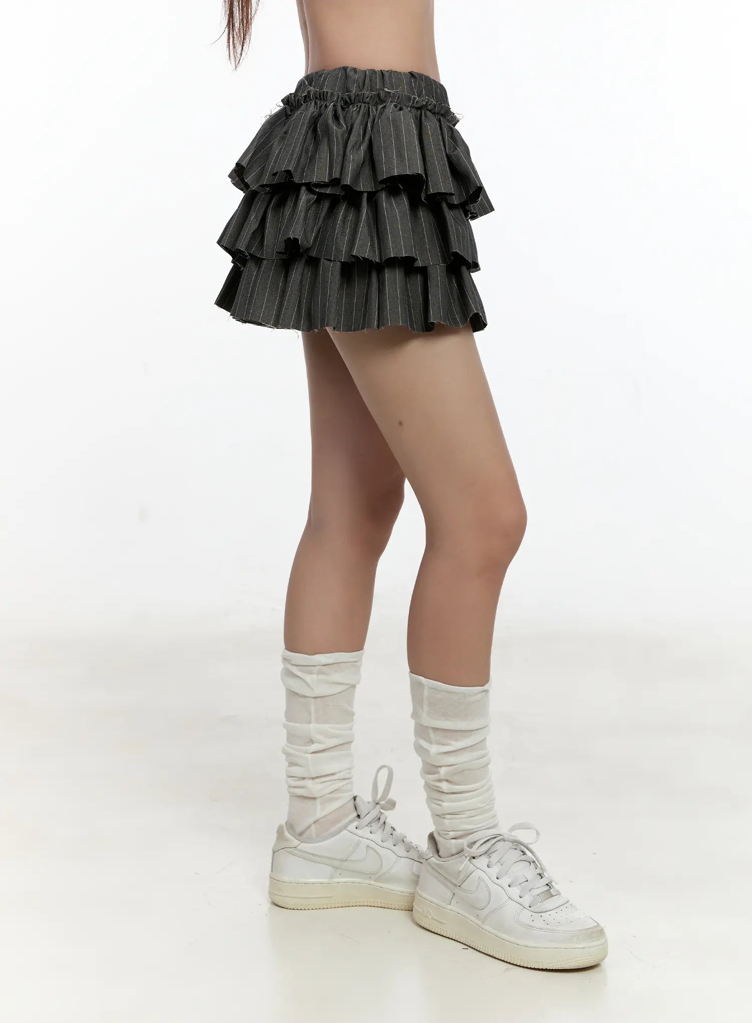 Striped Ruffle Mini Skirt CL531