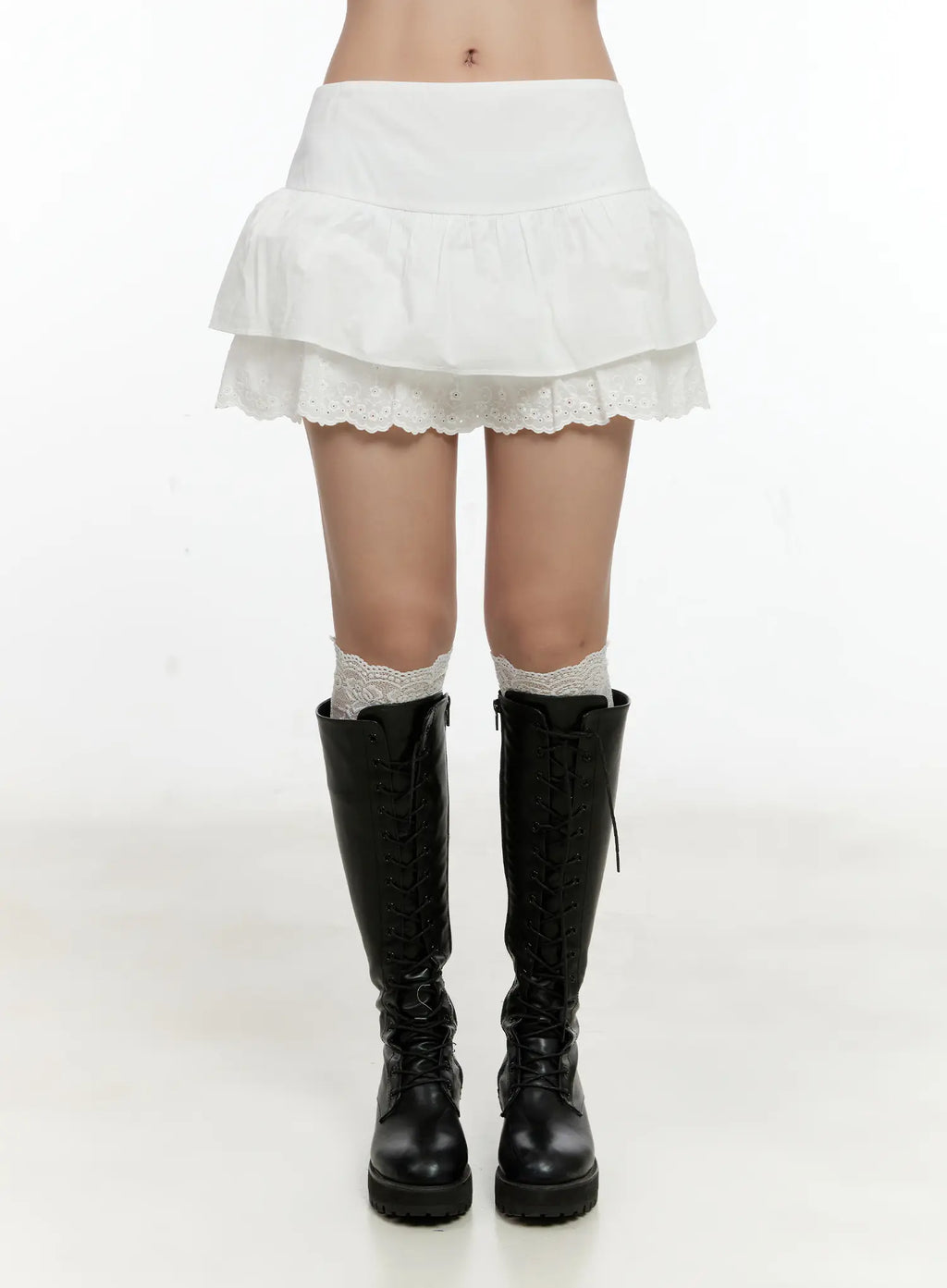 Eyelet Tiered Mini Skirt CG501