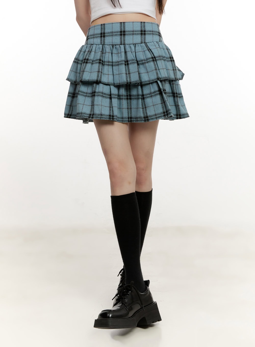 Ruffle Plaid Mini Skirt CM514